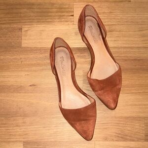 Madewell Suede Pointed D'Orsay Flats in Chestnut